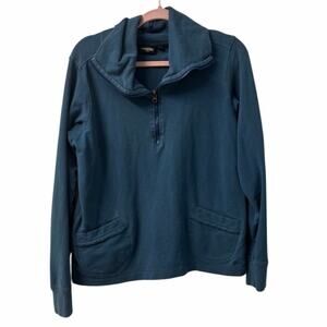 Kavu Teal Quarter-Zip Pullover size large Peru elbow patches outdoors